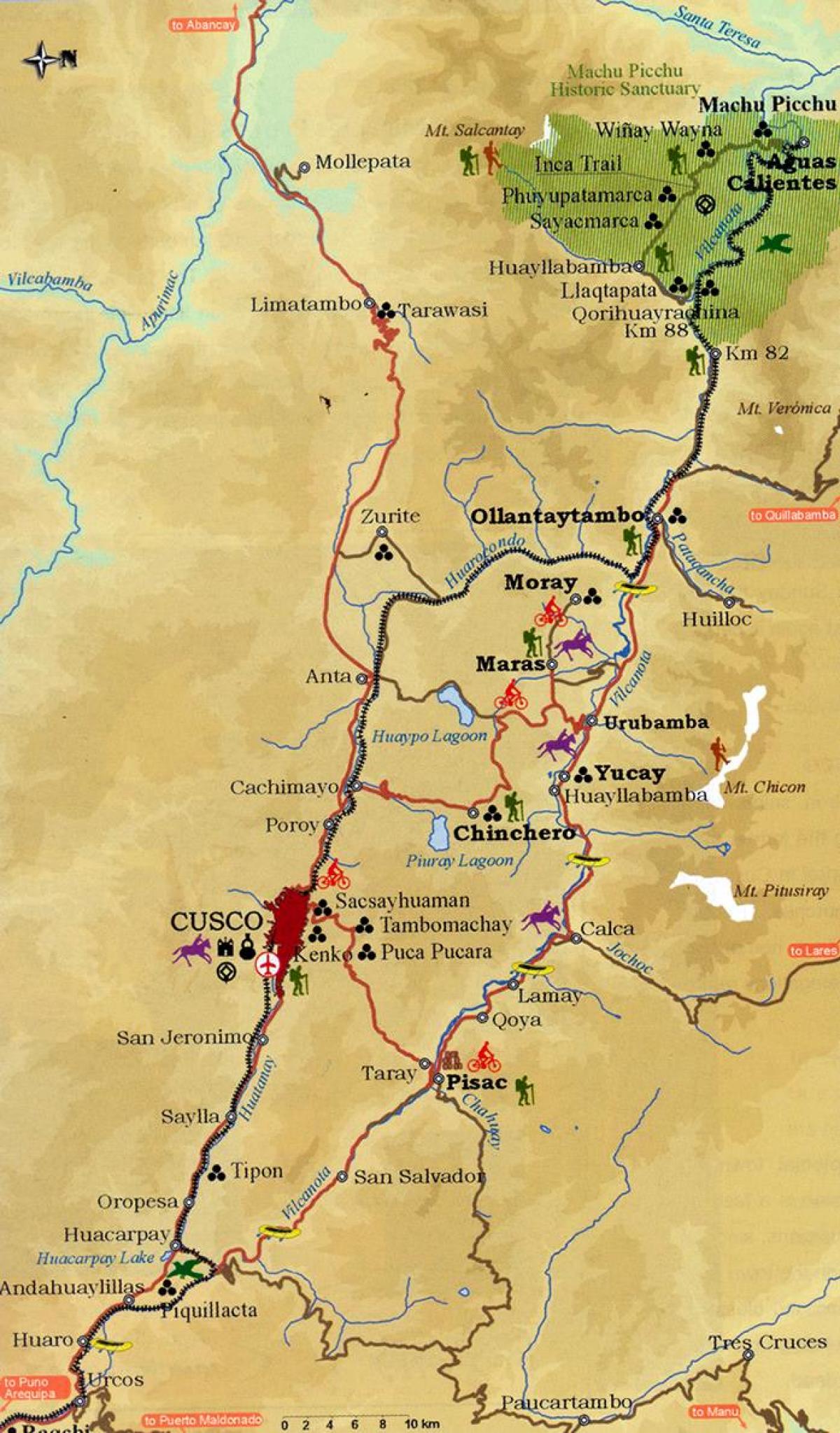 mapa ng banal na lambak sa cusco sa Peru
