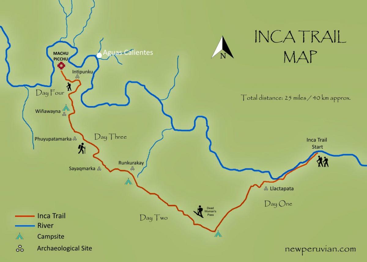 mapa ng inca trail Peru