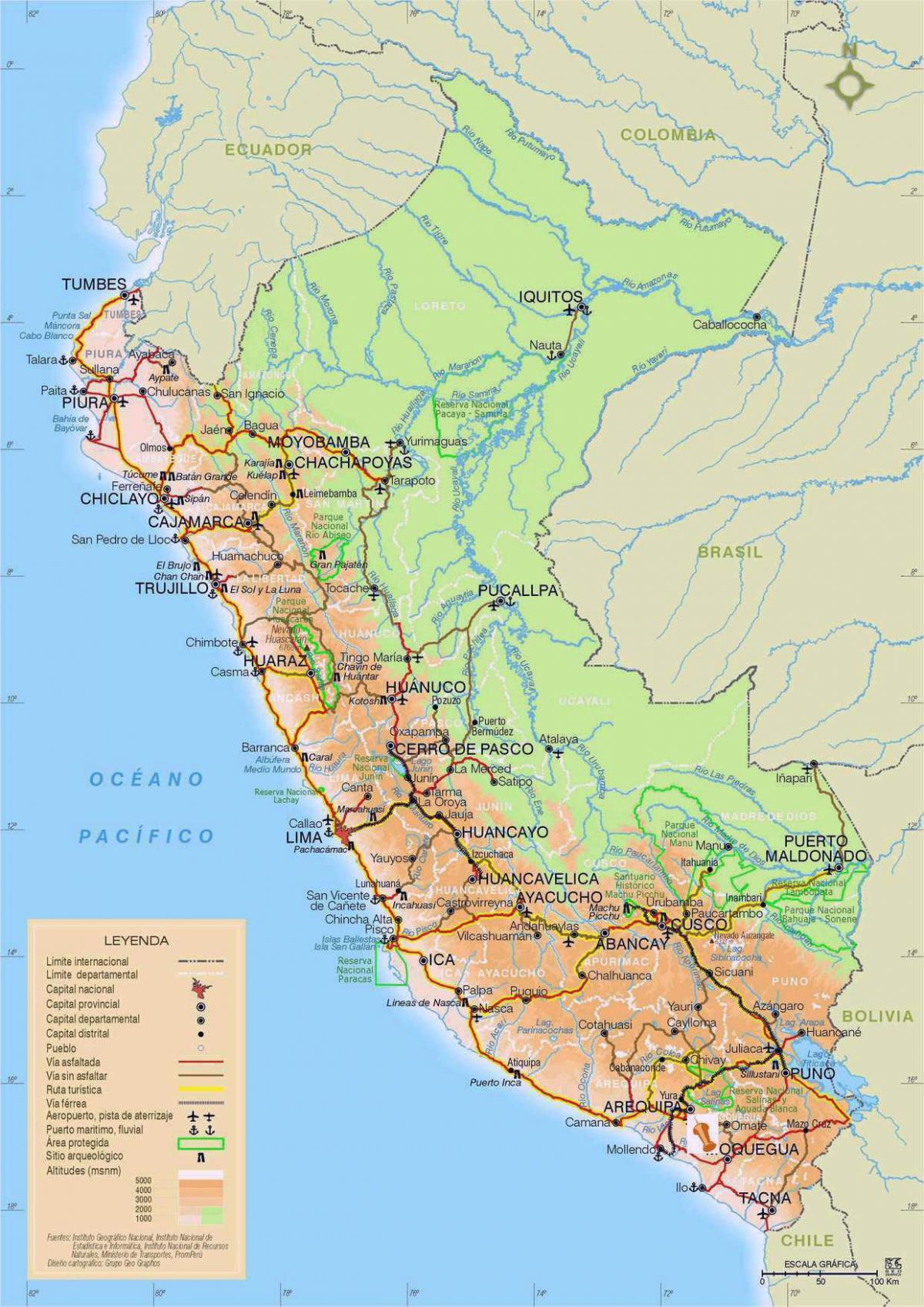 mapa ng Peru kalsada