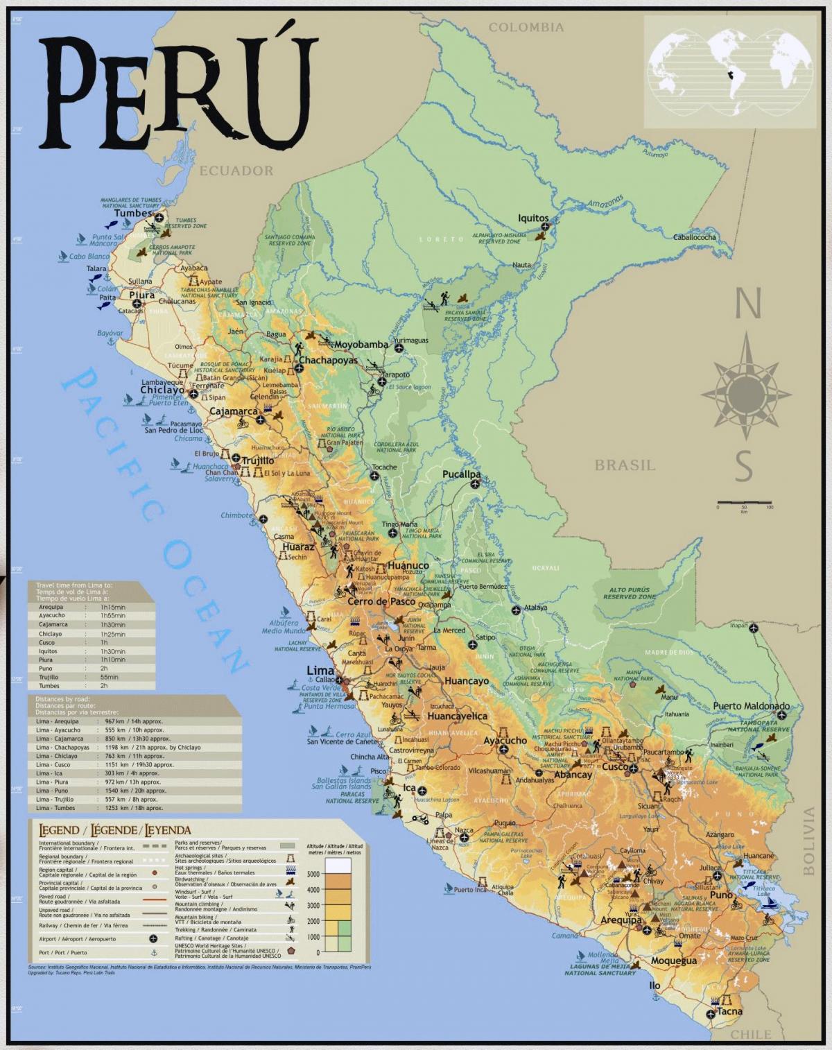 mapa ng Peru paglalakbay