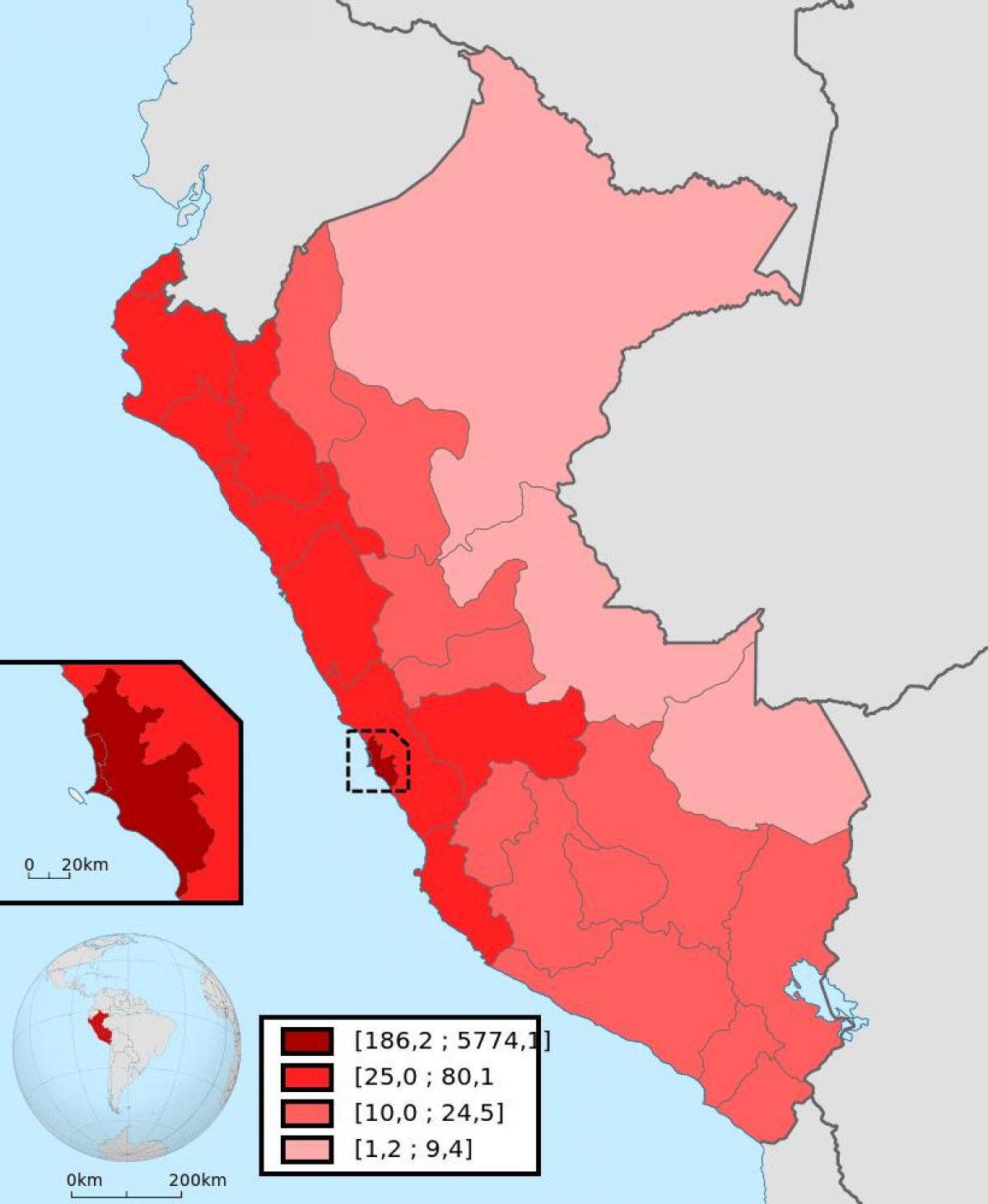 Peru populasyon density mapa