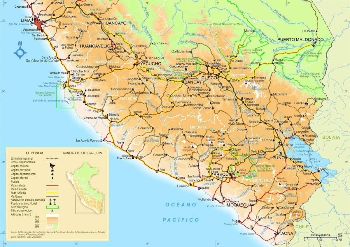 mapa ng timog Peru
