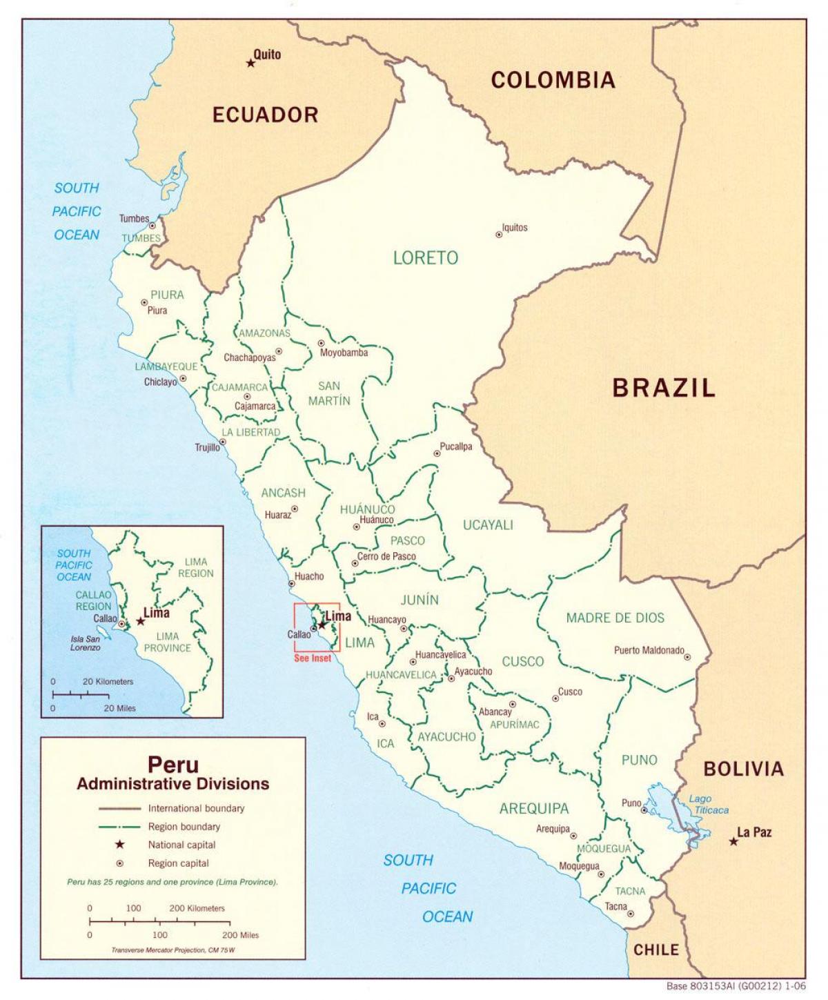 mapa na nagpapakita ng Peru