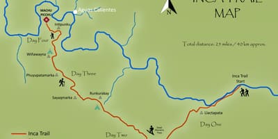 Mapa ng inca trail Peru