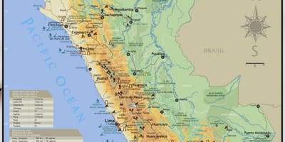 Mapa ng Peru paglalakbay